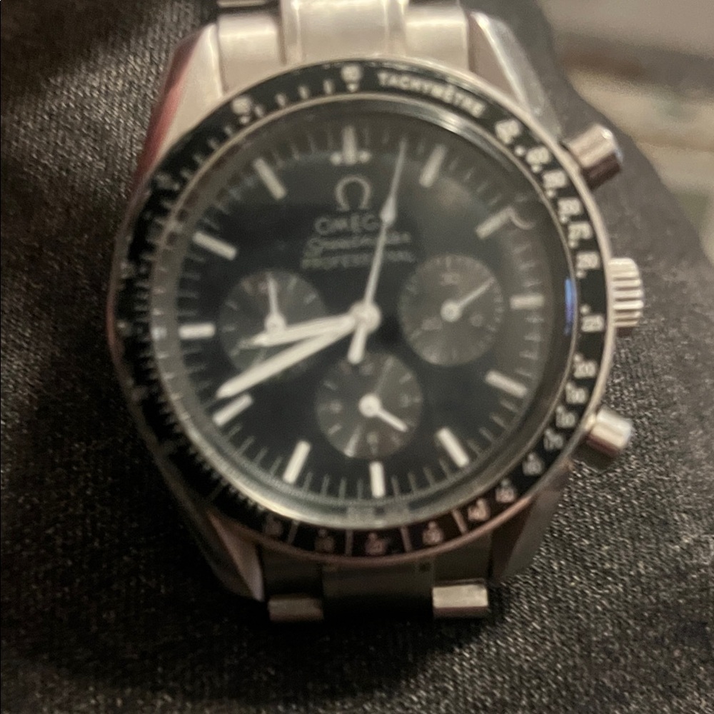 Omega Speedmaster with Black Dial and Silver Case